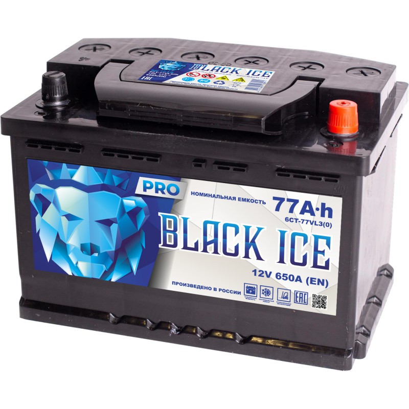 Автомобильный аккумулятор BLACK ICE Pro 6СТ-77.0 VL