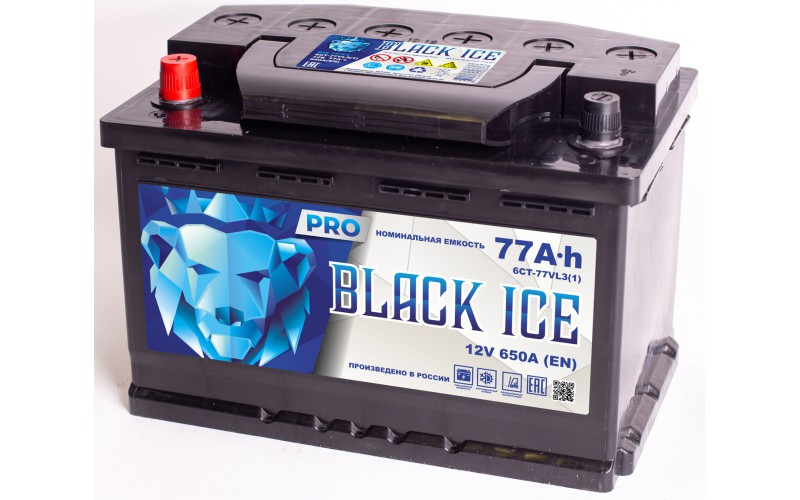 Автомобильный аккумулятор BLACK ICE Pro 6СТ-77.1 VL