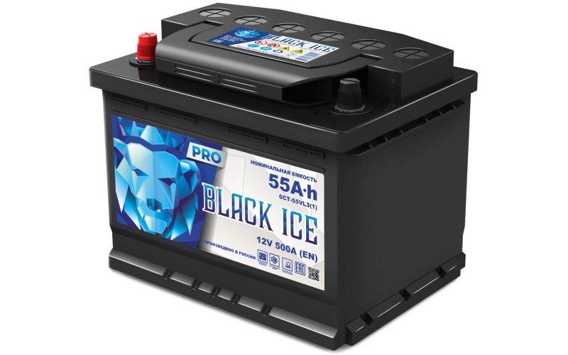 Автомобильный аккумулятор BLACK ICE Pro 6СТ-55.1 VL