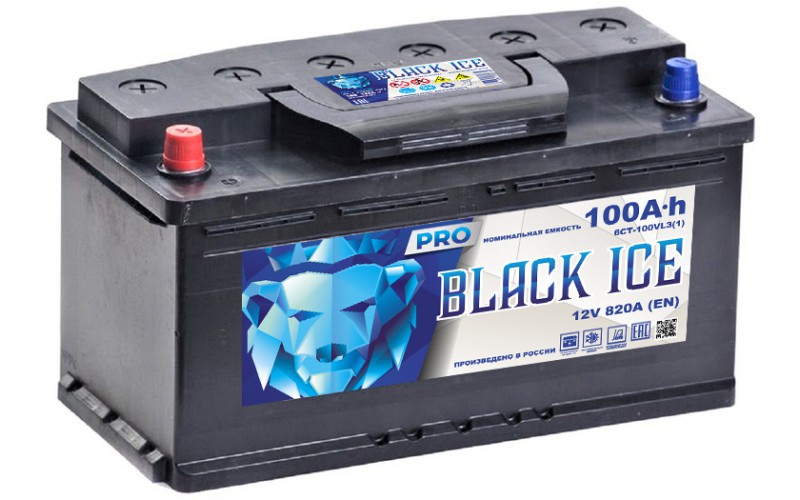Автомобильный аккумулятор BLACK ICE Pro 6СТ-100.1 VL