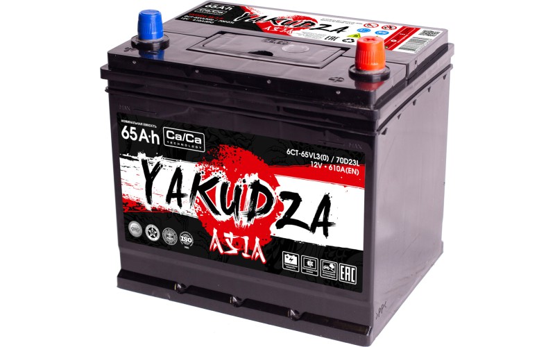Автомобильный аккумулятор YAKUDZA ASIA 70D23L 65Ah