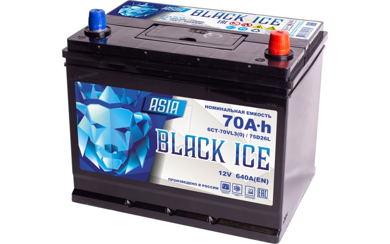 Автомобильный аккумулятор BLACK ICE Pro ASIA 75D26L 70Ah