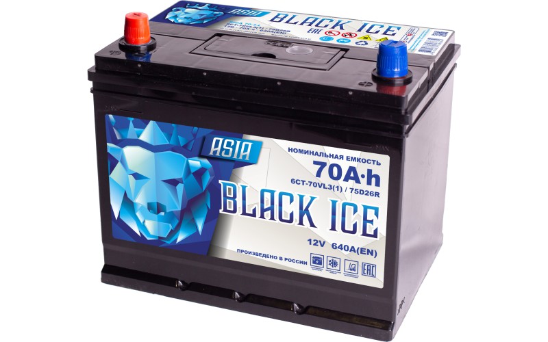 Автомобильный аккумулятор BLACK ICE Pro ASIA 75D26R 70Ah
