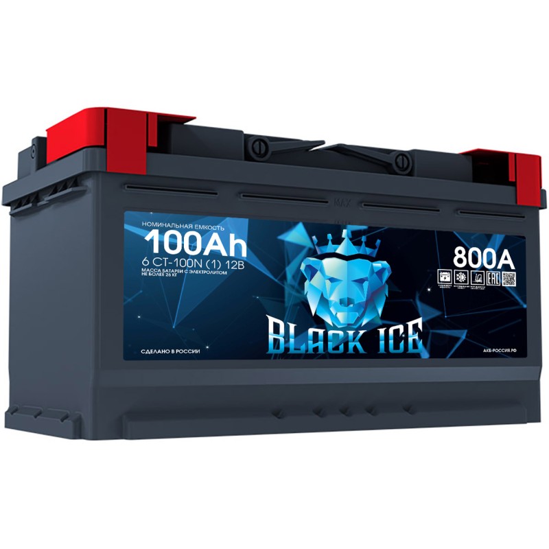 Аккумулятор BLACK ICE CLASSIC 6СТ-100.1 прямая полярность - BI10011