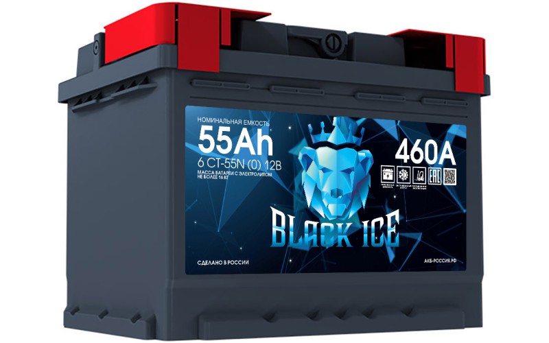 Аккумулятор BLACK ICE CLASSIC 6СТ-55.0 обратная полярность - BI5501