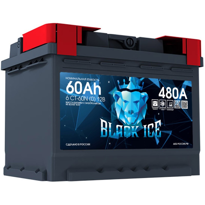 Аккумулятор BLACK ICE CLASSIC 6СТ-60.0 обратная полярность - BI6001