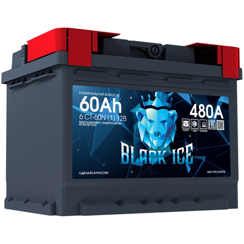 Аккумулятор BLACK ICE CLASSIC 6СТ-60.1 прямая полярность - BI6011