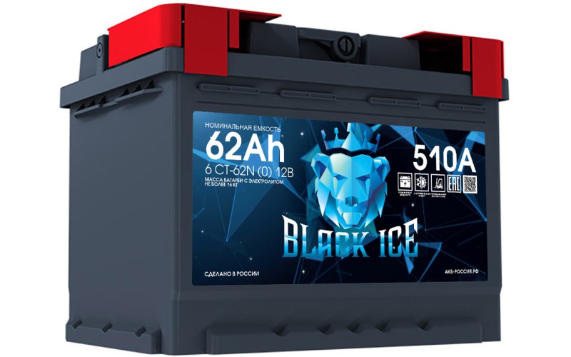 Аккумулятор BLACK ICE CLASSIC 6СТ-62.0 обратная полярность - BI6201