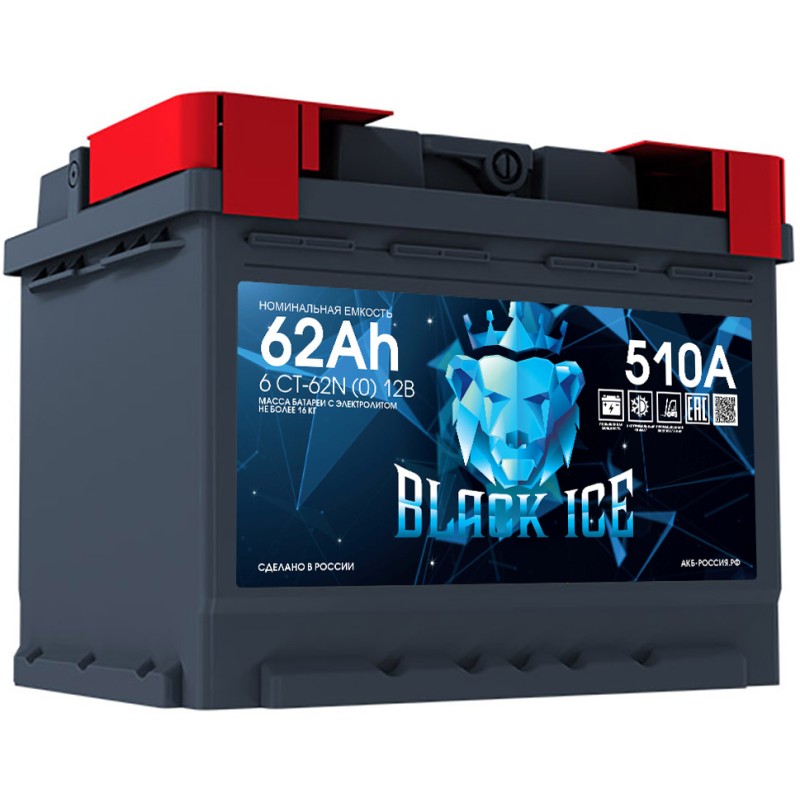 Аккумулятор BLACK ICE CLASSIC 6СТ-62.0 обратная полярность - BI6201