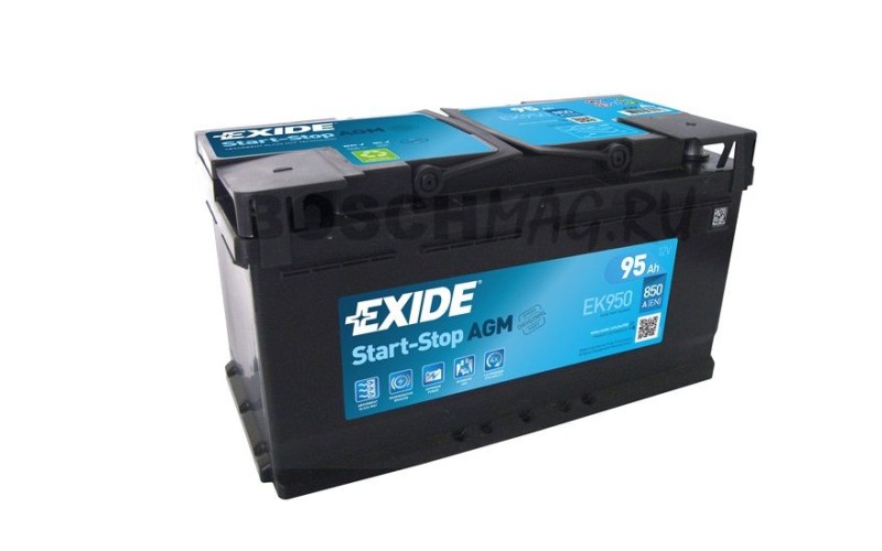 Автомобильный аккумулятор EXIDE AGM EK950 Start-Stop 12V 95Ah 850A обратная полярность 