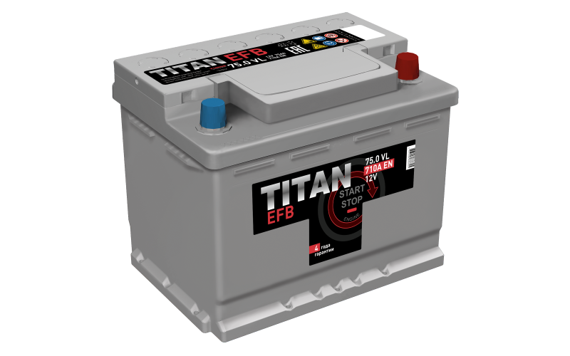 Автомобильный аккумулятор TITAN EFB 6СТ-75.0 VL