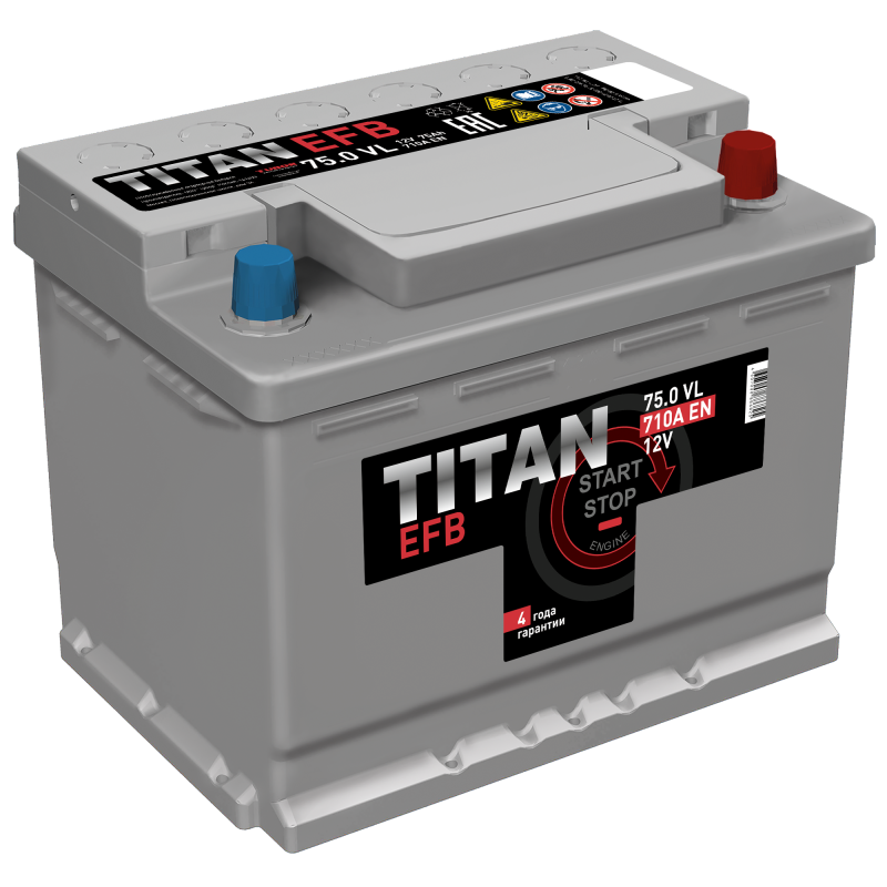 Автомобильный аккумулятор TITAN EFB 6СТ-75.0 VL