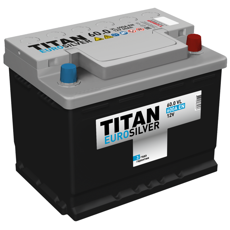 Автомобильный аккумулятор TITAN EUROSILVER 6CT-60.0 VL (низкая)